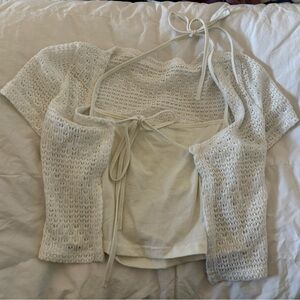 Crop top tank top knit cropped jacket.